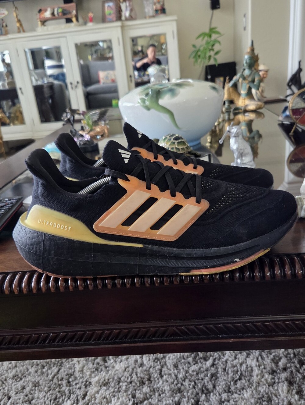 Adidas Men's Ultraboost Black with Orange Accent Running Shoes